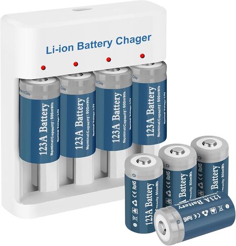 8 Pack 123A Battery with Charger, Fast Charging 2A Smart Charger for Arlo Wireless Cameras VMC3030 VMK3200 VMS3330 3430 3530 in Kuwait