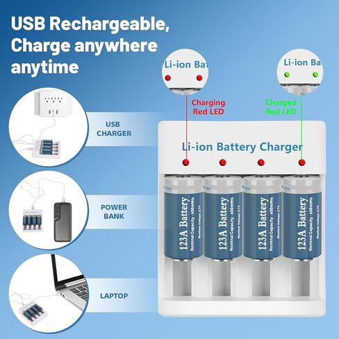 8 Pack 123A Battery with Charger, Fast Charging 2A Smart Charger for Arlo Wireless Cameras VMC3030 VMK3200 VMS3330 3430 3530 in Kuwait