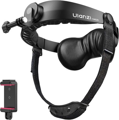 ULANZI Head Strap Mount for Action Camera & Phone, Comfortable POV Head Mount with 360° Rotation, Compatible with Action Camera DJI Osmo Insta360 iPhone - Hands Free Vlogging in Kuwait