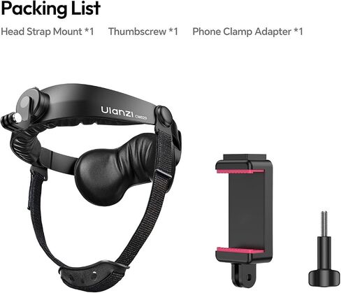 ULANZI Head Strap Mount for Action Camera & Phone, Comfortable POV Head Mount with 360° Rotation, Compatible with Action Camera DJI Osmo Insta360 iPhone - Hands Free Vlogging in Kuwait
