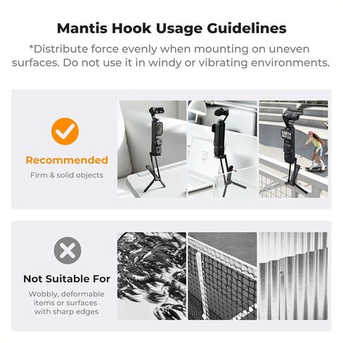 K&F CONCEPT 1/4" Screw Mantiscase Expansion Bracket Tripod | Mount with Magnetic Back & Folding Tripod Stand Compatible with Insta360 Luna Ultra/DJI Osmo Pocket 4 / Pocket 3, PP01 in Kuwait