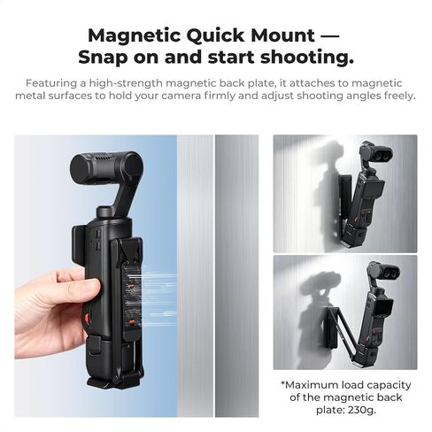 K&F CONCEPT 1/4" Screw Mantiscase Expansion Bracket Tripod | Mount with Magnetic Back & Folding Tripod Stand Compatible with Insta360 Luna Ultra/DJI Osmo Pocket 4 / Pocket 3, PP01 in Kuwait
