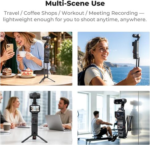 K&F CONCEPT 1/4" Screw Mantiscase Expansion Bracket Tripod | Mount with Magnetic Back & Folding Tripod Stand Compatible with Insta360 Luna Ultra/DJI Osmo Pocket 4 / Pocket 3, PP01 in Kuwait