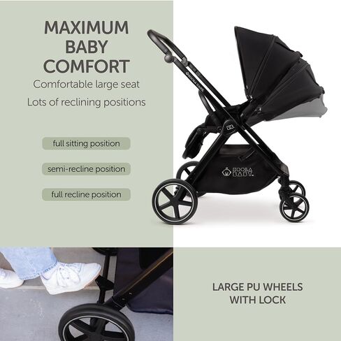 KOOLABABY Reversible Baby Stroller – Foldable Stroller with Parent & World Facing Seat, Multi-Recline & Extendable Canopy – Toddler Stroller in Kuwait