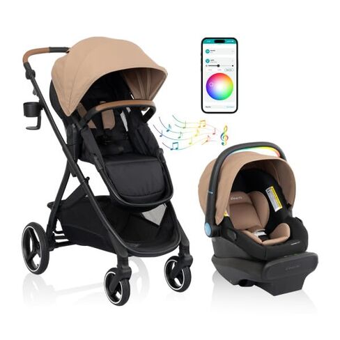 Shyft Intuiti Travel System Featuring LiteMax NXT Infant Car Seat with SensorySoothe (Caramel Tan) in Kuwait
