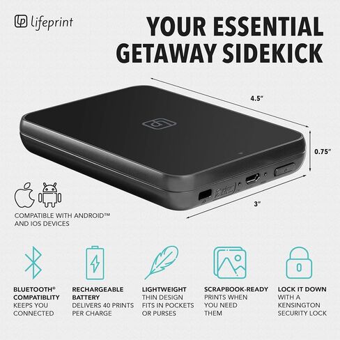 Lifeprint Ultra Slim 2x3 Portable Photo & Video Printer | Augmented Reality Bluetooth Instant Printer for iOS & Android | ZINK Zero Ink Sticky-Back Photo Paper (Renewed) in Kuwait