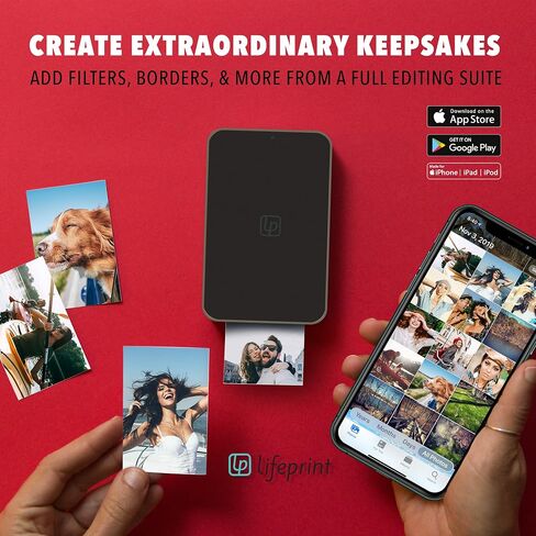 Lifeprint Ultra Slim 2x3 Portable Photo & Video Printer | Augmented Reality Bluetooth Instant Printer for iOS & Android | ZINK Zero Ink Sticky-Back Photo Paper (Renewed) in Kuwait