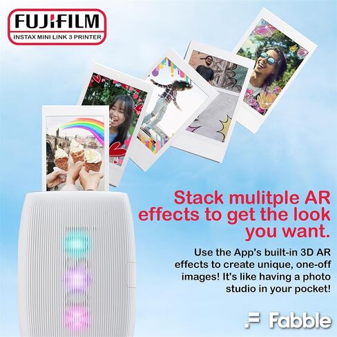 Fujifilm Instax Mini Link 3 Smartphone Printer – Clay White Bundle with a Protective Case, Twin Pack Instant Film (20 Sheets), Hanging Photo Frames, and Premium Microfiber Cleaning Cloth in Kuwait