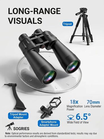 18x70 Binoculars for Adults, High Power 70mm Aperture | Explore Astronomy, Stargazing, Wildlife and Coastal Views with Bright Vision for Long Distance Outdoor Observation in Kuwait
