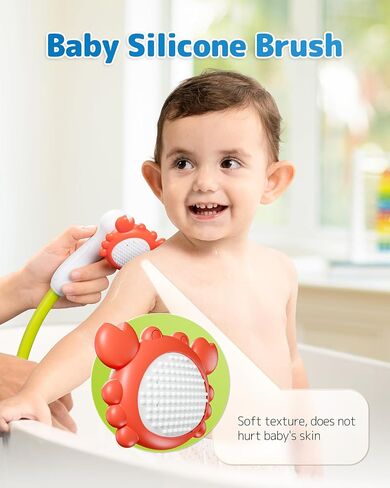 Baby Bath Shower Head with Water Thermometer, 3-in-1 Rechargeable Bath Toys, 3 Exchangable Shower Heads and Soft Silicone Baby Brush, for Newborns, Toddlers in The Tub or Sink - Automatic Ⅲ in Kuwait