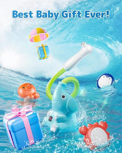 Baby Bath Shower Head with Water Thermometer, 3-in-1 Rechargeable Bath Toys, 3 Exchangable Shower Heads and Soft Silicone Baby Brush, for Newborns, Toddlers in The Tub or Sink - Automatic Ⅲ in Kuwait