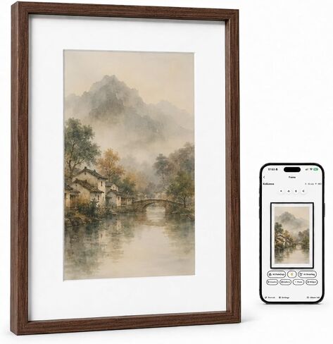 KoKonna AI E Ink Digital Picture Frame, Color E-Ink Display, WiFi Remote Photo Sharing, Unlimited Cloud Storage, Smart Photo Frame, Home Decor, Gift for Parents (Inches, 4, Wood) in Kuwait