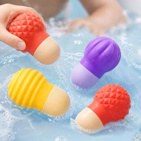 Pool Toys for Toddler, Sensory Bath Floating Water Toys 3 Pack | Textured silicone squirt toys for pool, water table, bath tub, splash pad and summer play in Kuwait