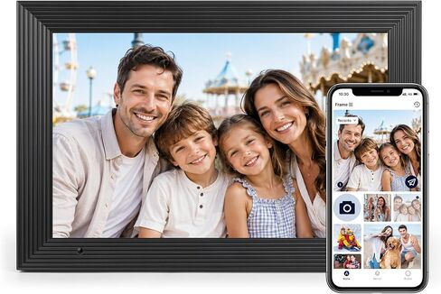 AEEZO Digital Picture Frame, 10.1'' WiFi Electronic Photo Frames with 32GB Memory, 1280 * 800 IPS HD Touch Screen, Auto-Rotate Easy Setup via AiMOR APP, Gifts for Parents and Grandparents White in Kuwait