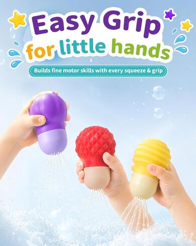 Pool Toys for Toddler, Sensory Bath Floating Water Toys 3 Pack | Textured silicone squirt toys for pool, water table, bath tub, splash pad and summer play in Kuwait