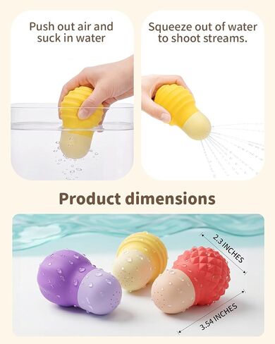 Pool Toys for Toddler, Sensory Bath Floating Water Toys 3 Pack | Textured silicone squirt toys for pool, water table, bath tub, splash pad and summer play in Kuwait