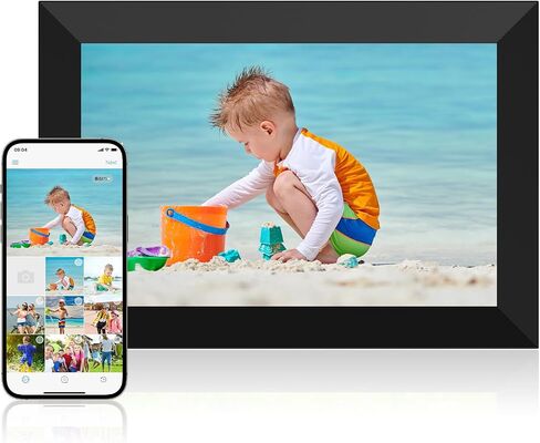 10.1 Inch WiFi Digital Picture Frame, 1280x800 HD IPS Touch Screen Cloud Smart Photo Frames, Auto Rotation, Wall Mountable Share Photos Or Videos for Via APP in Kuwait