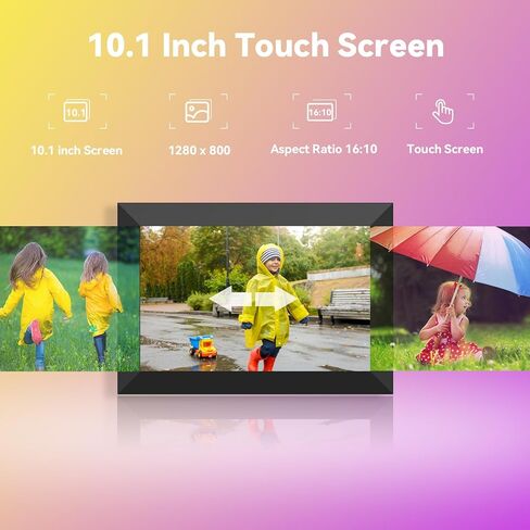 10.1 Inch WiFi Digital Picture Frame, 1280x800 HD IPS Touch Screen Cloud Smart Photo Frames, Auto Rotation, Wall Mountable Share Photos Or Videos for Via APP in Kuwait