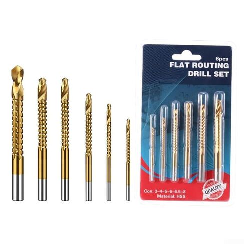 6PCS HSS Drill Bits with Oblique Blade Design for Effective Drilling and Slotting on Wood Metal Plastic in Kuwait