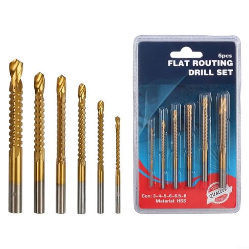 6PCS HSS Drill Bits with Oblique Blade Design for Effective Drilling and Slotting on Wood Metal Plastic in Kuwait