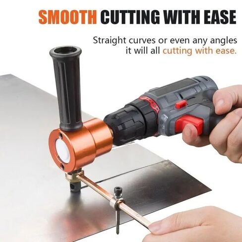 1PC Power Drill Nibbler 360 Degree Adjustable Metal Sheet Cut Double Head with Wrench Parts Silver/Orange Attachment in Kuwait