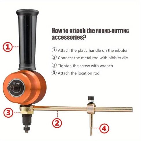 1PC Power Drill Nibbler 360 Degree Adjustable Metal Sheet Cut Double Head with Wrench Parts Silver/Orange Attachment in Kuwait