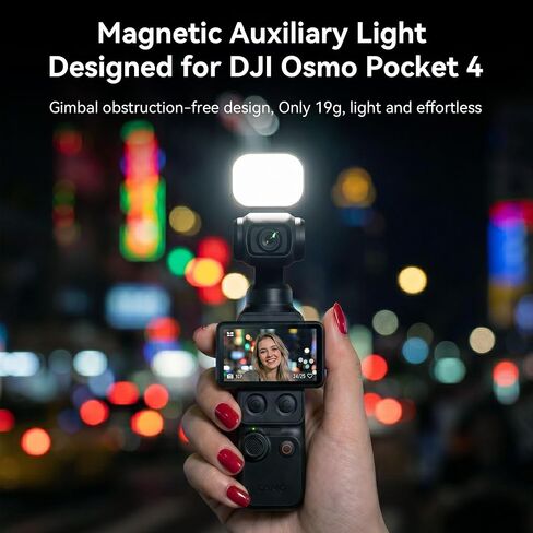CYNOVA Magnetic Fill Light for DJI Osmo Pocket 4, Mini LED Vlog Light with 3 Color Temperatures & Adjustable Brightness, Osmo Pocket 4 Accessories Light for Selfies, Video Recording & Vlogging in Kuwait
