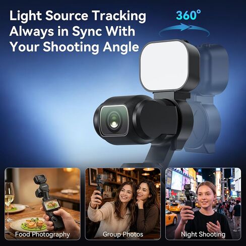 CYNOVA Magnetic Fill Light for DJI Osmo Pocket 4, Mini LED Vlog Light with 3 Color Temperatures & Adjustable Brightness, Osmo Pocket 4 Accessories Light for Selfies, Video Recording & Vlogging in Kuwait