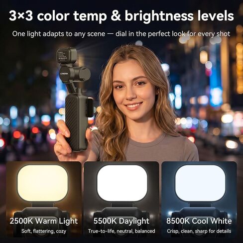 CYNOVA Magnetic Fill Light for DJI Osmo Pocket 4, Mini LED Vlog Light with 3 Color Temperatures & Adjustable Brightness, Osmo Pocket 4 Accessories Light for Selfies, Video Recording & Vlogging in Kuwait