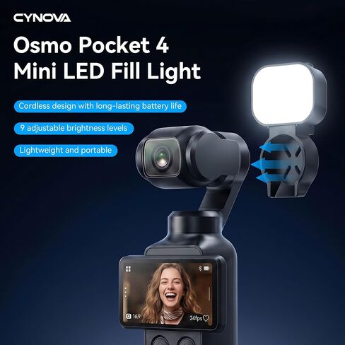 CYNOVA Magnetic Fill Light for DJI Osmo Pocket 4, Mini LED Vlog Light with 3 Color Temperatures & Adjustable Brightness, Osmo Pocket 4 Accessories Light for Selfies, Video Recording & Vlogging in Kuwait