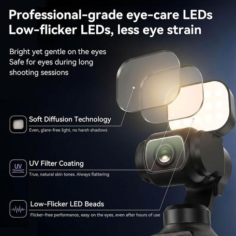 CYNOVA Magnetic Fill Light for DJI Osmo Pocket 4, Mini LED Vlog Light with 3 Color Temperatures & Adjustable Brightness, Osmo Pocket 4 Accessories Light for Selfies, Video Recording & Vlogging in Kuwait