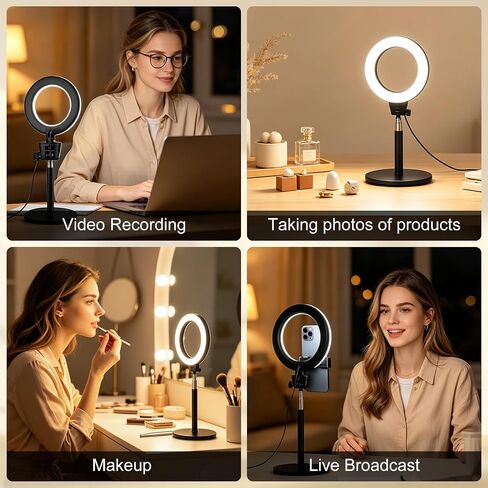 5" Desktop Ring Light with Stand for Video Conferencing, Portable Laptop Ring Light for Zoom Meeting, Selfie, Streaming, Makeup, Filming in Kuwait