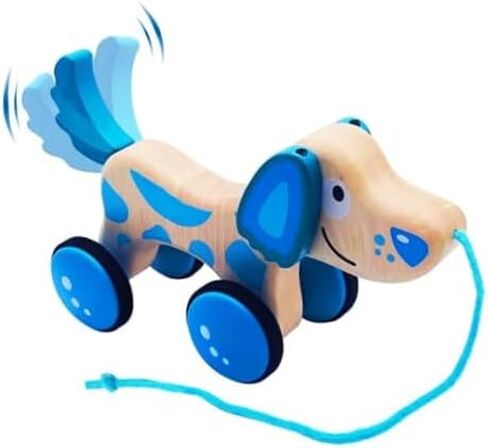 Wooden Pull Dog Toy Wooden Walk Pull Along Toy with String Toy Montessori Toddler Pull Toys for Walking Toddlers in Kuwait