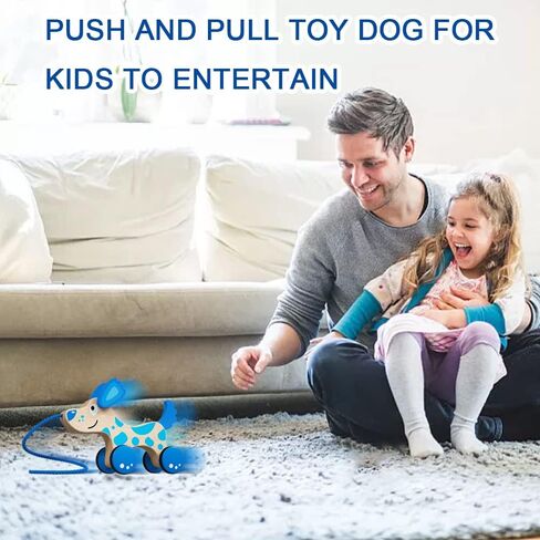 Wooden Pull Dog Toy Wooden Walk Pull Along Toy with String Toy Montessori Toddler Pull Toys for Walking Toddlers in Kuwait