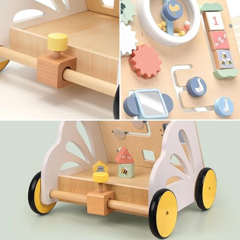 Wooden Baby Walker, Speed Adjustable Little Swan Baby Push Walker | Walker for Baby with Montessori Activity Center for 12+ Months Learning to Walk, Kids Development Gift in Kuwait