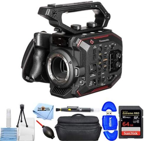 Panasonic AU-EVA1 Compact 5.7K Super 35mm Cinema Camera - Essential Bundle Includes: Extreme Pro 64GB SD, Memory Card Reader, X-Large Gadget Case, Cleaning Pen, Blower, Cloth and Cleaning Kit in Kuwait