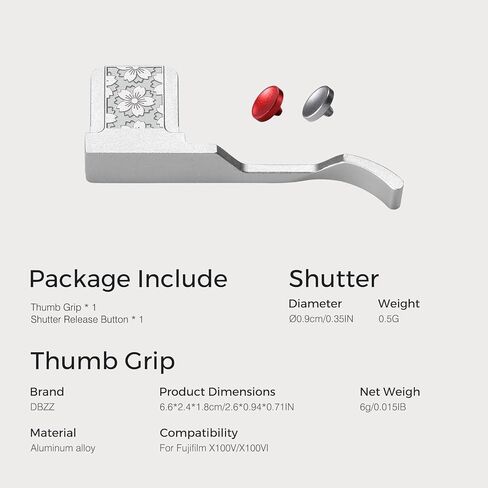 Metal Thumb Grip with Hot Shoe Cover for Fujifilm X100V/X100VI Camera Hot Shoe Thumb Hand Grip (Flowers-Set) in Saudi Arabia