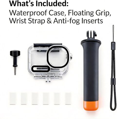 Diving Accessory Kit for DJI osmo Action 6, 60M/196FT Waterproof Case, Floating Grip, Anti-Fog Foams, Hand Strap, Locking Screw for Underwater Shooting in Kuwait