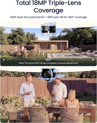REOLINK OMVI 3i WiFi, 10MP+8MP 4K, Triple-Lens Outdoor Security Camera | 180° Panoramic + Pan-Tilt, SyncTrack&Auto Tracking, Dual-Band WiFi 6, Smart Detection, Local AI Video Search, No Monthly Fees in Kuwait