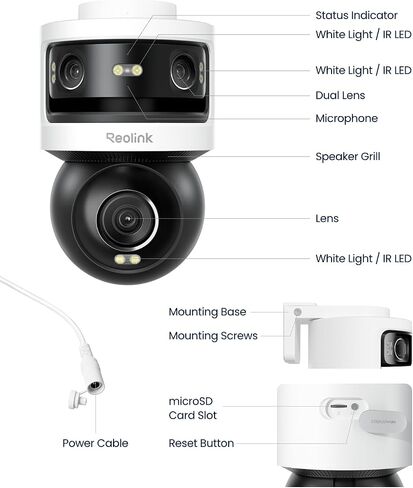 REOLINK OMVI 3i WiFi, 10MP+8MP 4K, Triple-Lens Outdoor Security Camera | 180° Panoramic + Pan-Tilt, SyncTrack&Auto Tracking, Dual-Band WiFi 6, Smart Detection, Local AI Video Search, No Monthly Fees in Kuwait