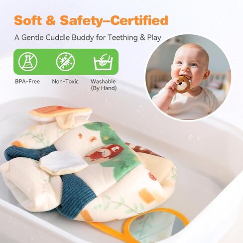 let's make Baby Toys 6-12 Months First Forest Animal Set Soft Barn playset with 5 Stuffed Woodland Animals, Rattle Crinkle Mirror Sensory Montessori Travel Toy Gift for Babies Boy Girl Toddlers 1-3 in Kuwait