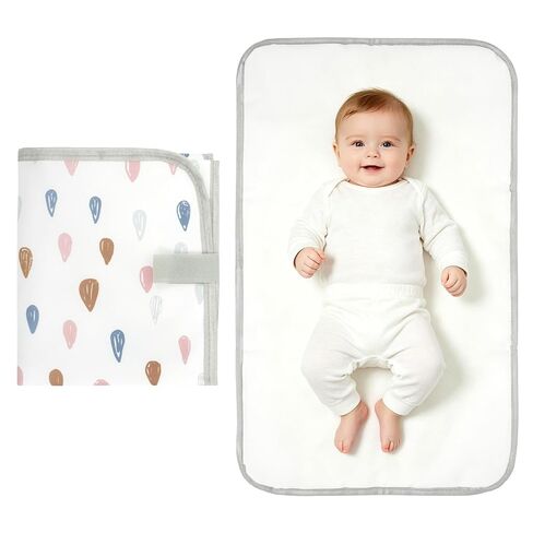 Mommy's Choice Portable Baby Changing Pad, Waterproof, Raindrops | Waterproof, wipeable changing mat for newborn diaper changes at home or while traveling; lightweight design for everyday use in Kuwait
