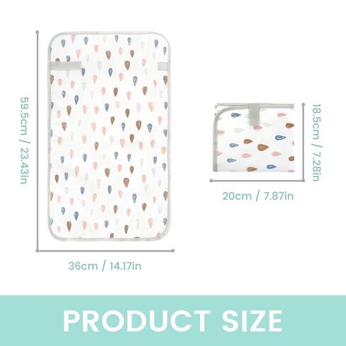 Mommy's Choice Portable Baby Changing Pad, Waterproof, Raindrops | Waterproof, wipeable changing mat for newborn diaper changes at home or while traveling; lightweight design for everyday use in Kuwait