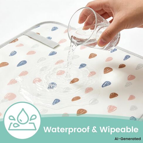 Mommy's Choice Portable Baby Changing Pad, Waterproof, Raindrops | Waterproof, wipeable changing mat for newborn diaper changes at home or while traveling; lightweight design for everyday use in Kuwait