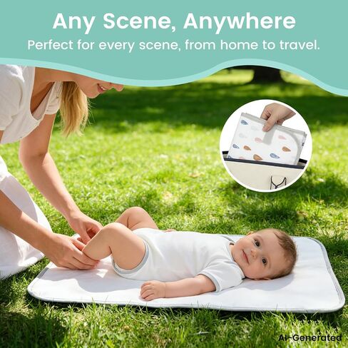 Mommy's Choice Portable Baby Changing Pad, Waterproof, Raindrops | Waterproof, wipeable changing mat for newborn diaper changes at home or while traveling; lightweight design for everyday use in Kuwait