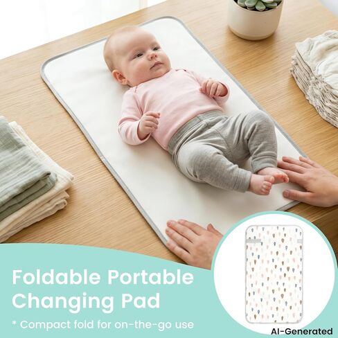 Mommy's Choice Portable Baby Changing Pad, Waterproof, Raindrops | Waterproof, wipeable changing mat for newborn diaper changes at home or while traveling; lightweight design for everyday use in Kuwait
