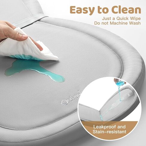 Orzbow Baby Changing Pad, Foldable Diaper Changing Pad for Dresser and Table, Wipeable Changing Pad Easy to Clean, Waterproof PU & Soft Foam Inner, Non-Slip, with Safety Belt, 28" × 19", Gray in Kuwait