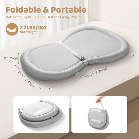Orzbow Baby Changing Pad, Foldable Diaper Changing Pad for Dresser and Table, Wipeable Changing Pad Easy to Clean, Waterproof PU & Soft Foam Inner, Non-Slip, with Safety Belt, 28" × 19", Gray in Kuwait