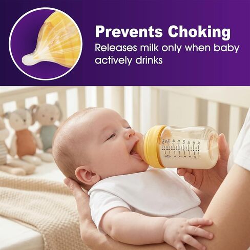 PPSU Baby Bottles for Newborns, Anti-Colic Wide Neck, Natural Latch | Breastfeeding Bottle with Angled Silicone Nipple, BPA-Free, Heat Resistant, 5oz & 8oz, 0-6 Months, 3 Nipples in Kuwait