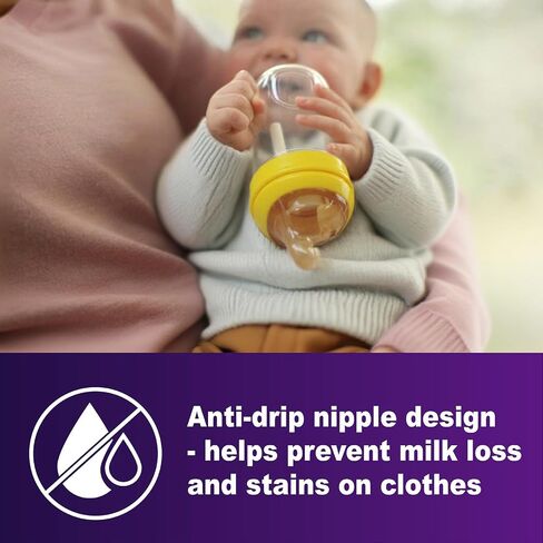 PPSU Baby Bottles for Newborns, Anti-Colic Wide Neck, Natural Latch | Breastfeeding Bottle with Angled Silicone Nipple, BPA-Free, Heat Resistant, 5oz & 8oz, 0-6 Months, 3 Nipples in Kuwait